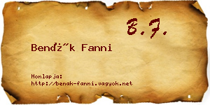 Benák Fanni névjegykártya